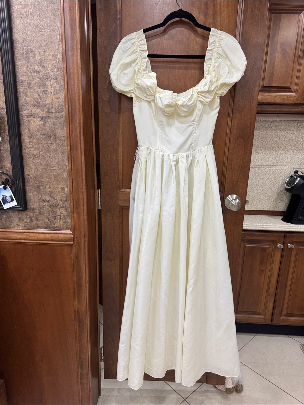 Vintage Gunne Sax Cream Puff-Sleeve Maxi Dress